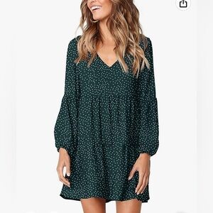 Women Summer Tunic Dress V Neck Casual Loose Flowy Swing Shift Dress